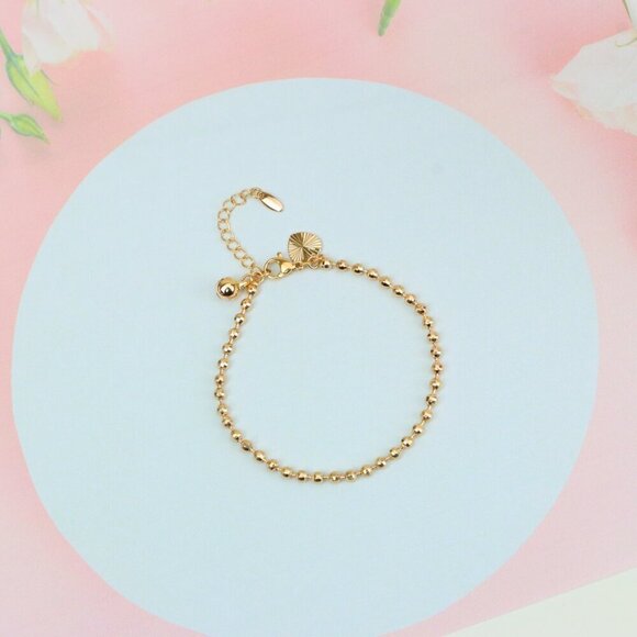 "Elegant Rose Gold Ball Chain Anklet in High Quality Brass Finish, XPAL1044 - Picture 3 of 13